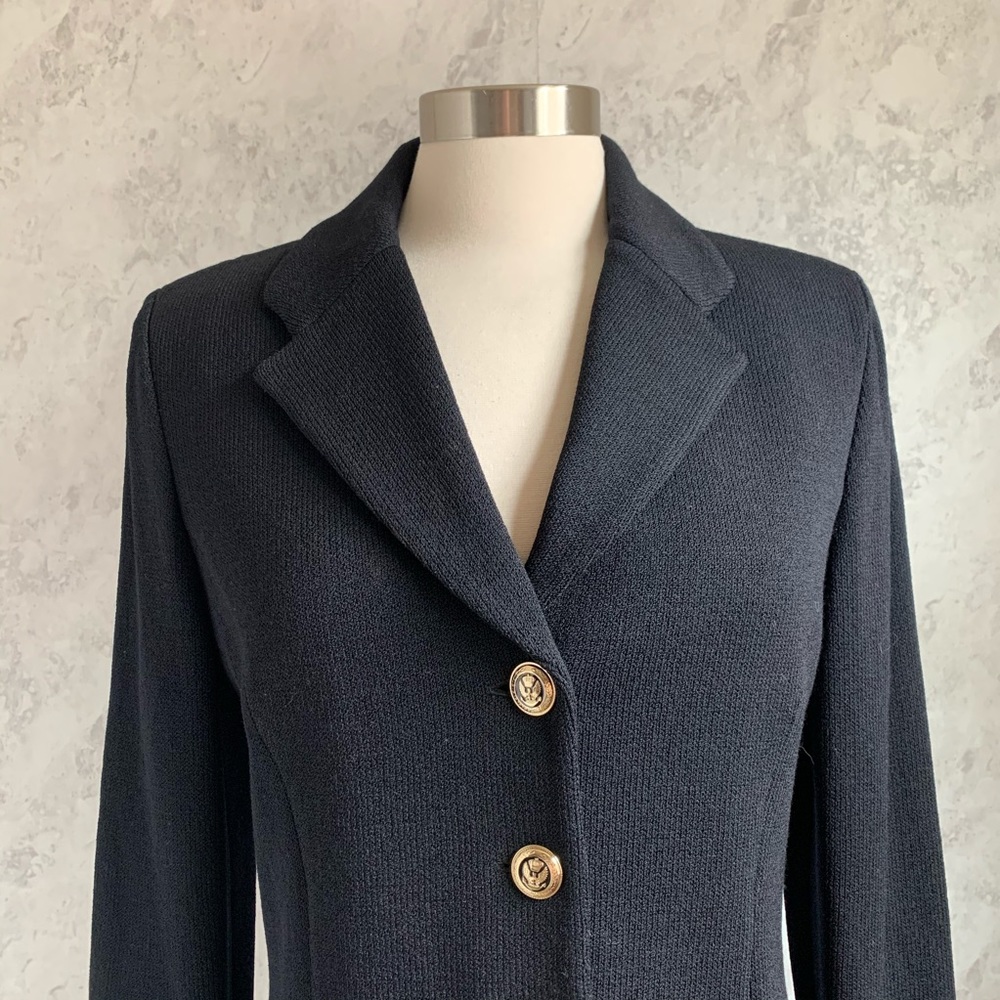 St John Santana Knit Black Button Blazer Jacket 10 - Picture 4 of 11